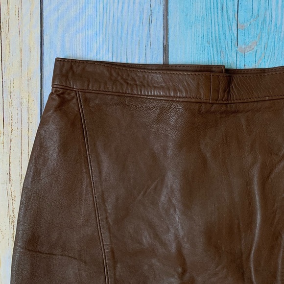 Vintage -00% Brown Leather Mini Skirt - Picture 7 of 8